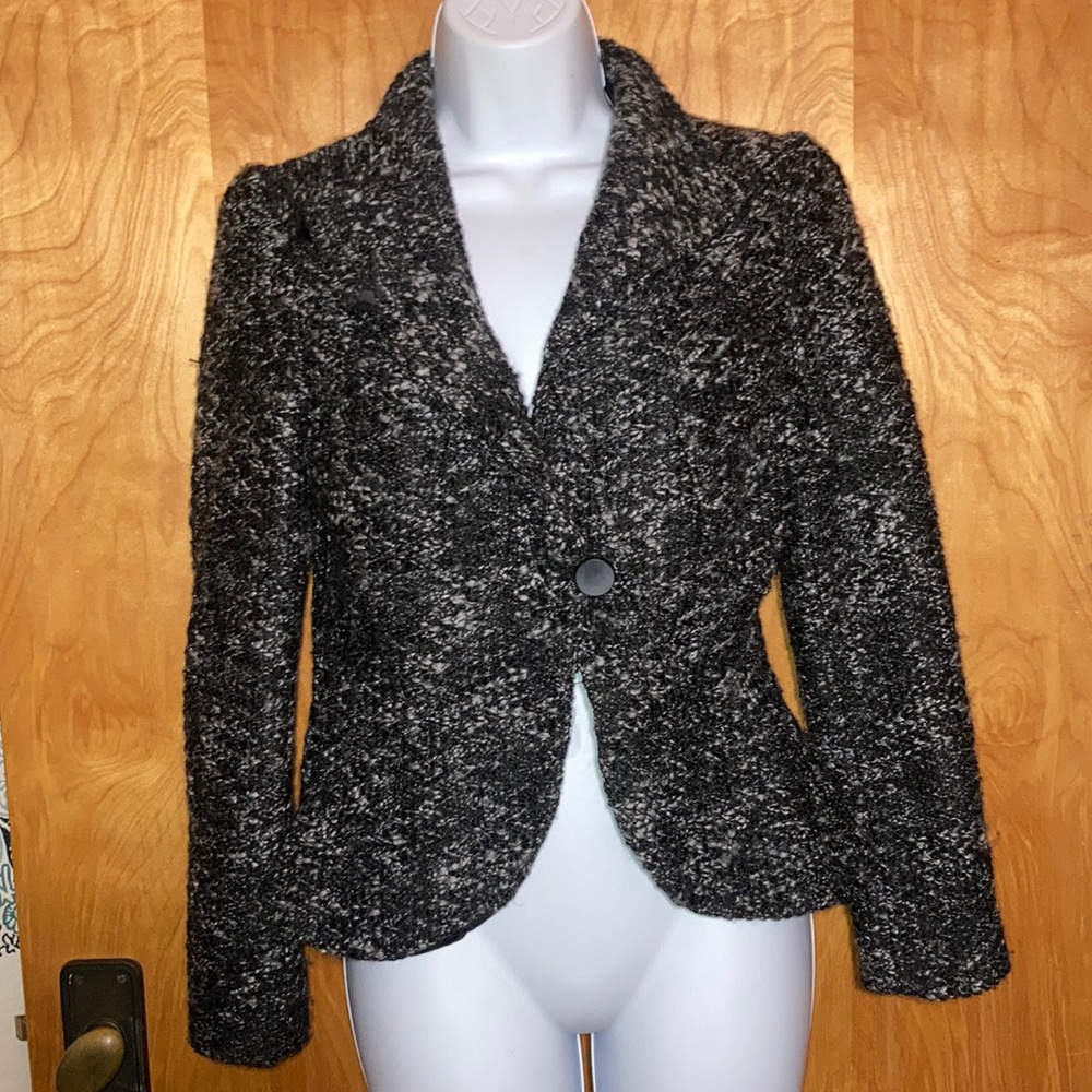 Cynthia Rowley Black & Gray Wool Like Jacket Size Small